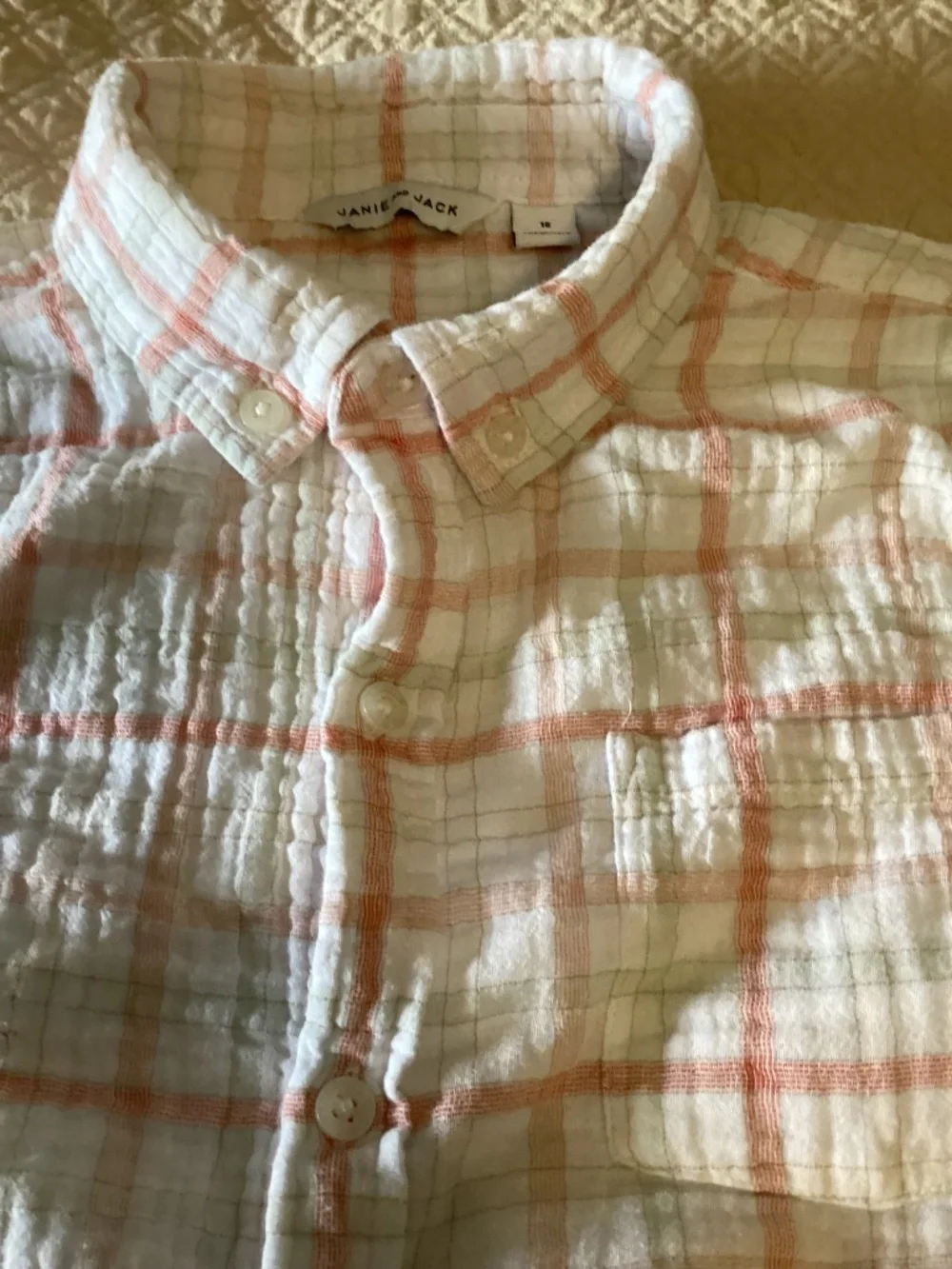 Janie & Jack soft red plaid gauze shirt with Crewcuts  drawstring shorts size 16